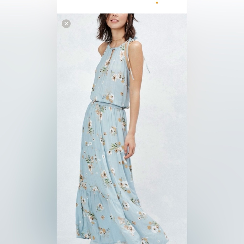 Lovestitch halter pink floral layered maxi…